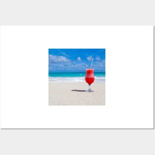 Red cocktail on the beach Posters and Art